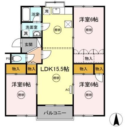 第3メールブルー 103｜香川県高松市新北町(賃貸マンション3LDK・1階・74.40㎡)の写真 その2