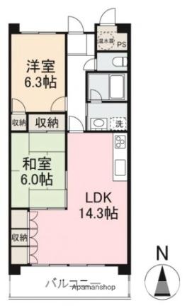 香川県東かがわ市中筋(賃貸マンション2LDK・3階・62.12㎡)の写真 その2