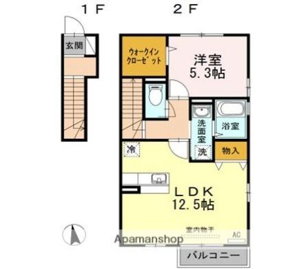 香川県高松市屋島西町(賃貸アパート1LDK・2階・51.13㎡)の写真 その2