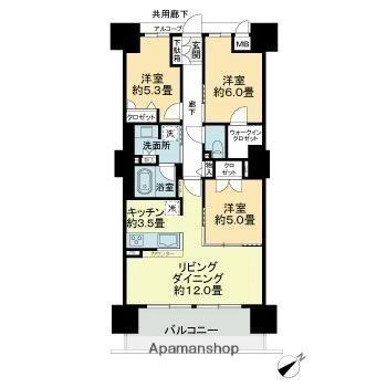 香川県高松市常磐町１丁目(賃貸マンション3LDK・7階・74.64㎡)の写真 その2