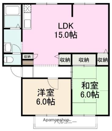 サンライフ原田　Ａ・Ｂ・Ｃ・Ｄ棟 A201｜香川県高松市木太町(賃貸アパート2LDK・2階・60.35㎡)の写真 その2