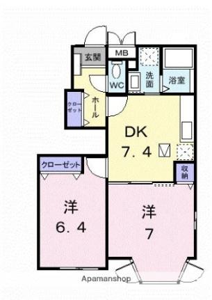 ラッキー　Ｃ 101｜香川県高松市高松町(賃貸アパート2DK・1階・47.89㎡)の写真 その2