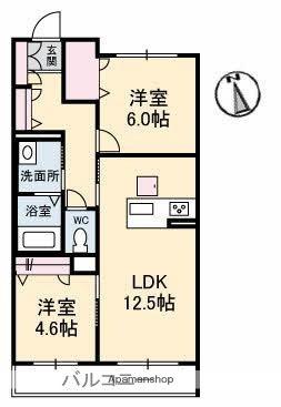 メリーベル 102｜香川県高松市木太町(賃貸マンション2LDK・1階・56.85㎡)の写真 その2