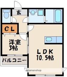 キークリスト 1階1LDKの間取り