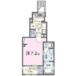 ミロワール・Ｓ 1階1Kの間取り