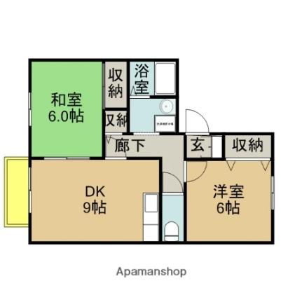 オレンジハウス参番館 101｜熊本県玉名市中(賃貸アパート2DK・1階・52.05㎡)の写真 その2